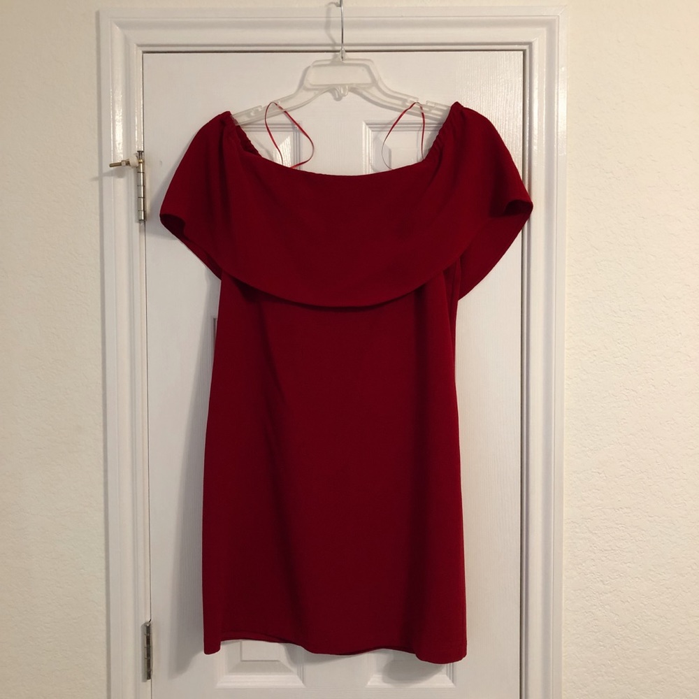 Nordstrom Charles Henry Red Off-the-Shoulder Dress